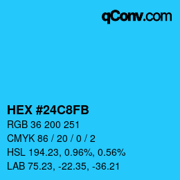 Color code: HEX #24C8FB | qconv.com