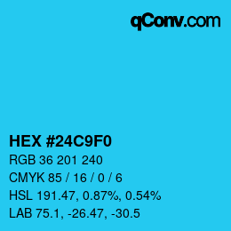 Color code: HEX #24C9F0 | qconv.com