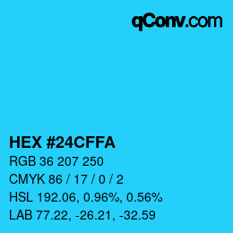 Color code: HEX #24CFFA | qconv.com