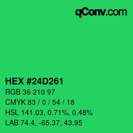 カラーコード: HEX #24D261 | qconv.com