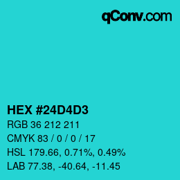 カラーコード: HEX #24D4D3 | qconv.com