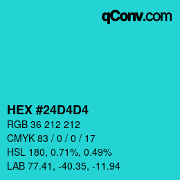 カラーコード: HEX #24D4D4 | qconv.com