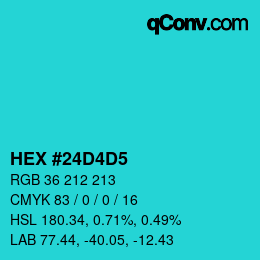カラーコード: HEX #24D4D5 | qconv.com