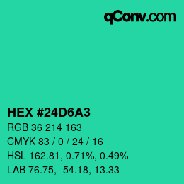 颜色代码: HEX #24D6A3 | qconv.com
