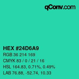 Color code: HEX #24D6A9 | qconv.com