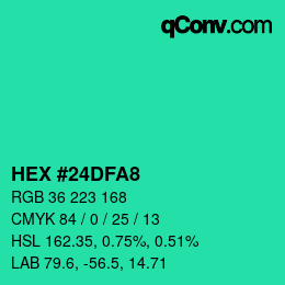 Código de color: HEX #24DFA8 | qconv.com