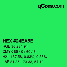Farbcode: HEX #24EA5E | qconv.com