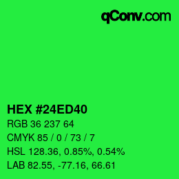 颜色代码: HEX #24ED40 | qconv.com