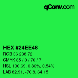 颜色代码: HEX #24EE48 | qconv.com