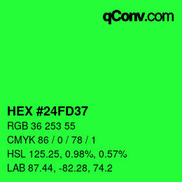 Color code: HEX #24FD37 | qconv.com