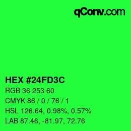 Color code: HEX #24FD3C | qconv.com