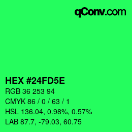 Código de color: HEX #24FD5E | qconv.com