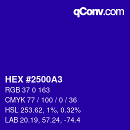 Color code: HEX #2500A3 | qconv.com