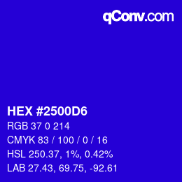 颜色代码: HEX #2500D6 | qconv.com