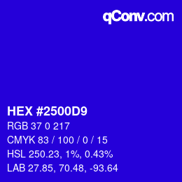 Color code: HEX #2500D9 | qconv.com