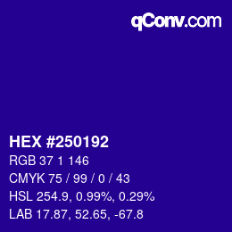 カラーコード: HEX #250192 | qconv.com