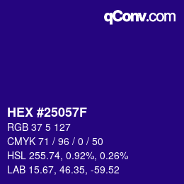 Color code: HEX #25057F | qconv.com