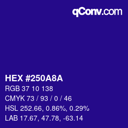 Color code: HEX #250A8A | qconv.com