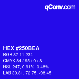 Color code: HEX #250BEA | qconv.com