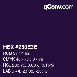 Color code: HEX #250E3E | qconv.com