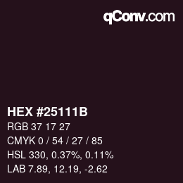Color code: HEX #25111B | qconv.com