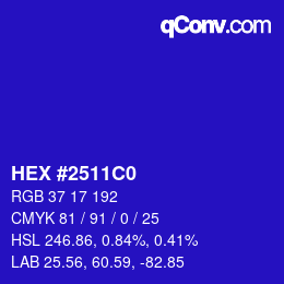 Color code: HEX #2511C0 | qconv.com