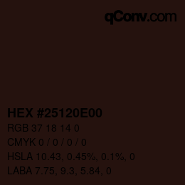 Color code: HEX #25120E00 | qconv.com