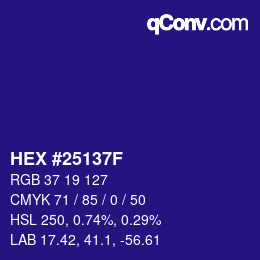 Color code: HEX #25137F | qconv.com