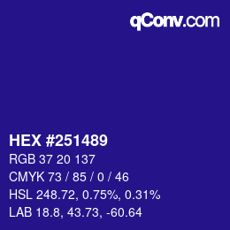 カラーコード: HEX #251489 | qconv.com