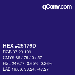 颜色代码: HEX #25176D | qconv.com