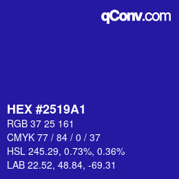 Color code: HEX #2519A1 | qconv.com