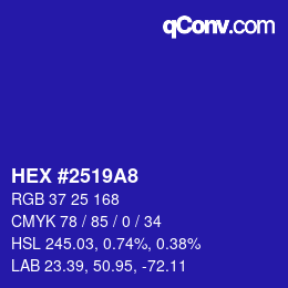 Color code: HEX #2519A8 | qconv.com