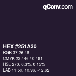 颜色代码: HEX #251A30 | qconv.com
