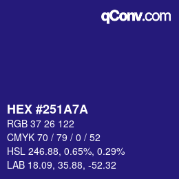 Color code: HEX #251A7A | qconv.com