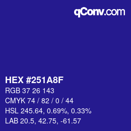 Color code: HEX #251A8F | qconv.com