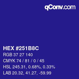 Color code: HEX #251B8C | qconv.com