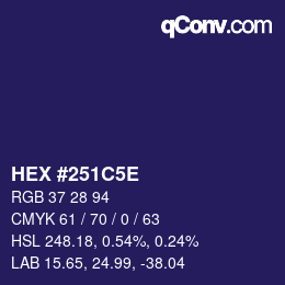 Farbcode: HEX #251C5E | qconv.com