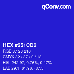 カラーコード: HEX #251CD2 | qconv.com
