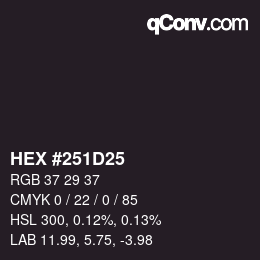 颜色代码: HEX #251D25 | qconv.com