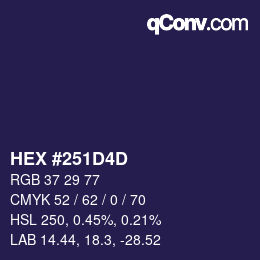 カラーコード: HEX #251D4D | qconv.com