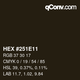 Farbcode: HEX #251E11 | qconv.com