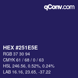 Farbcode: HEX #251E5E | qconv.com