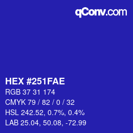 Color code: HEX #251FAE | qconv.com