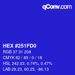 Color code: HEX #251FD0 | qconv.com