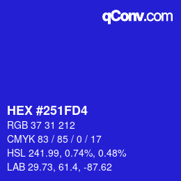 Color code: HEX #251FD4 | qconv.com