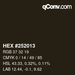 Color code: HEX #252013 | qconv.com