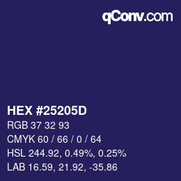 颜色代码: HEX #25205D | qconv.com