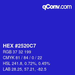Color code: HEX #2520C7 | qconv.com