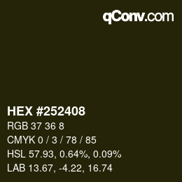 颜色代码: HEX #252408 | qconv.com
