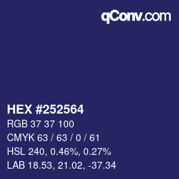 カラーコード: HEX #252564 | qconv.com
